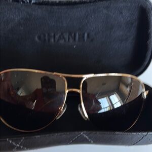 Chanel Gold Aviator Sunglasses